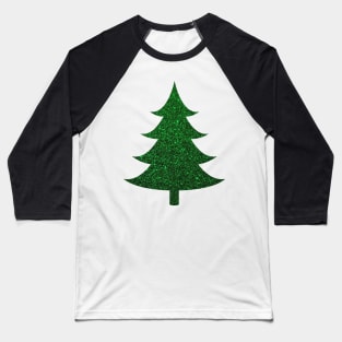 Minimalistic Green Faux Glitter Christmas Tree Baseball T-Shirt